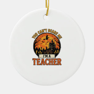Halloween Teacher Vintage Funny Spooky School Desi Ceramic Ornament