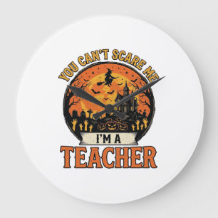 Halloween Teacher Vintage Funny Spooky School Desi Large Clock
