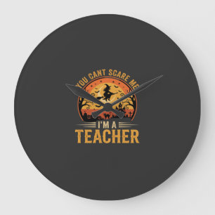 Halloween Teacher Witch Cat Design Large Clock