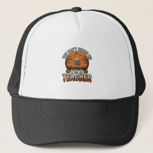 Halloween Teacher You Cant Scare Me Vintage Design Trucker Hat