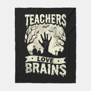 halloween teachers love brains zombie school fleece blanket
