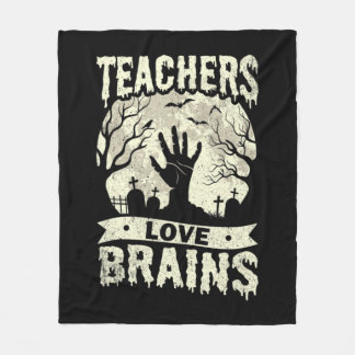 halloween teachers love brains zombie school fleece blanket