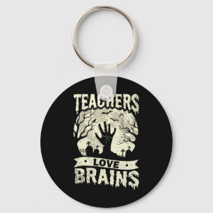 halloween teachers love brains zombie school keychain