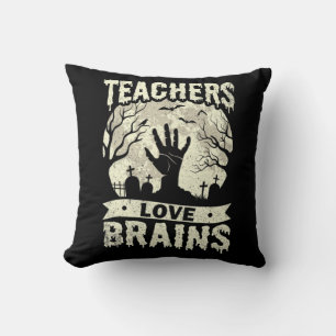 halloween teachers love brains zombie school  throw pillow