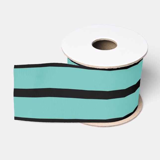 Halloween Teal and Black Striped Ribbon Grosgrain Ribbon (Spool)