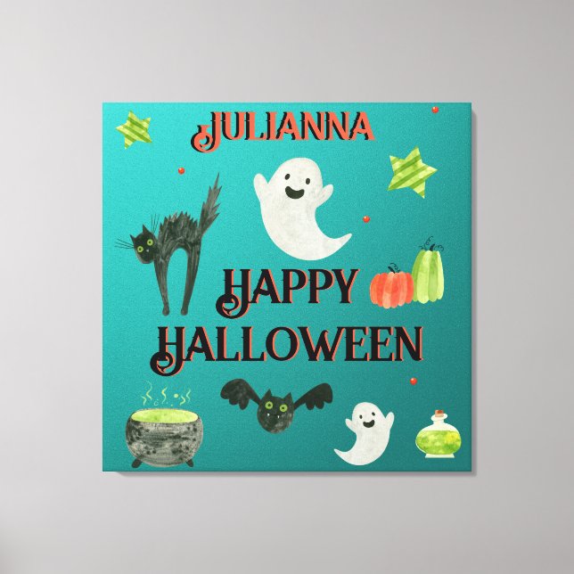 Halloween Teal and Green Canvas Print (Front)