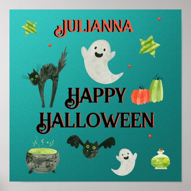 Halloween Teal and Green Poster (Front)