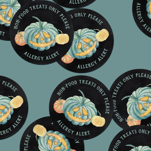 Halloween Teal Pumpkin Allergy Alert Classic Round Sticker (Creator Uploaded)