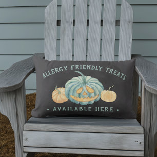Halloween Teal Pumpkin Allergy Friendly Treats Lumbar Pillow