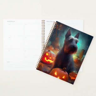 Halloween Terrier écossais avec la peur Citrouille