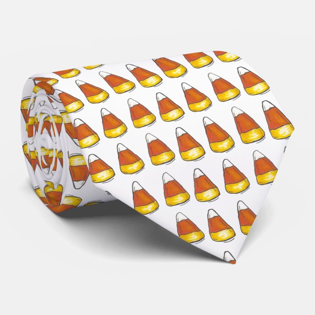 Halloween Thanksgiving Candy Corn Trick or Treat Tie (Rolled)