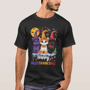 Halloween Thanksgiving Christmas 2024 Hallothanksm T-Shirt