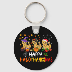 Halloween Thanksgiving Christmas Cheetah Cat Hallo Keychain