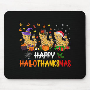 Halloween Thanksgiving Christmas Cheetah Cat Hallo Mouse Pad