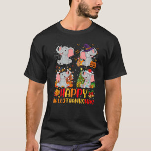 Halloween Thanksgiving Christmas Elephant Hallotha T-Shirt