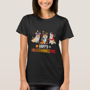 Halloween Thanksgiving Christmas Funny Corgi Dogs T-Shirt
