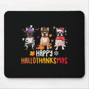 Halloween Thanksgiving Christmas Funny French Bull Mouse Pad