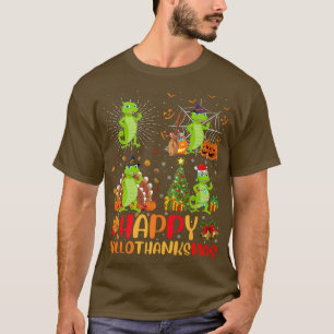 Halloween Thanksgiving Christmas Gecko Hallothanks T-Shirt