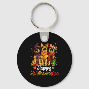 Halloween Thanksgiving Christmas German Shepherd D Keychain