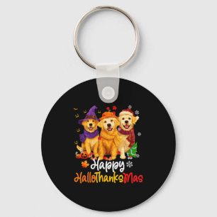 Halloween Thanksgiving Christmas Golden Retriever Keychain