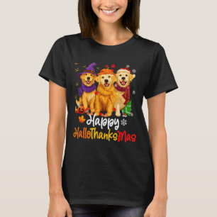 Halloween Thanksgiving Christmas Golden Retriever  T-Shirt