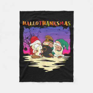Halloween Thanksgiving Christmas Happy Fleece Blanket