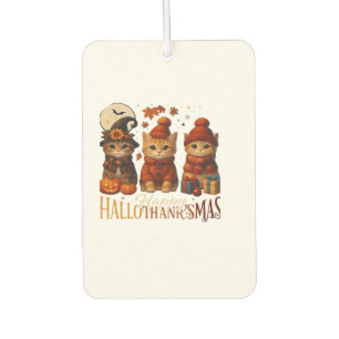Halloween Thanksgiving Christmas Happy HalloThanks Air Freshener