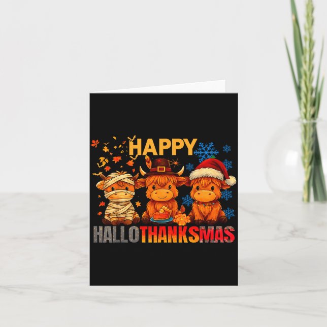 Halloween Thanksgiving Christmas Happy Hallothanks Card (Front)