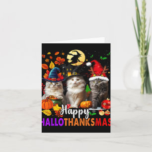 Halloween Thanksgiving Christmas Happy Hallothanks Card