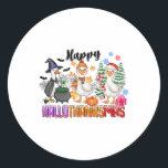 Halloween Thanksgiving Christmas Happy Hallothanks Classic Round Sticker<br><div class="desc">Halloween Thanksgiving Christmas Happy Hallothanksmas Goose</div>