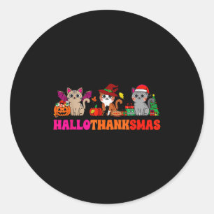 Halloween Thanksgiving Christmas Happy Hallothanks Classic Round Sticker