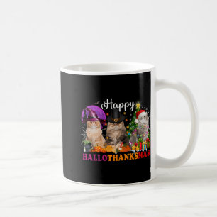 Halloween Thanksgiving Christmas Happy Hallothanks Coffee Mug