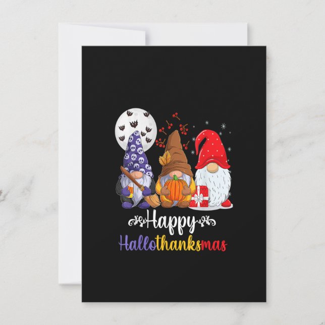 Halloween Thanksgiving Christmas Happy HalloThanks Invitation (Front)