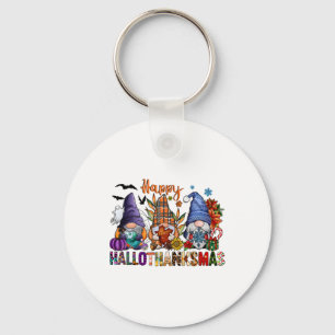 Halloween Thanksgiving Christmas Happy Hallothanks Keychain