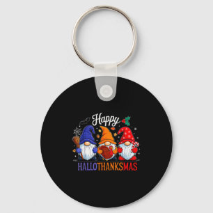 Halloween Thanksgiving Christmas Happy Hallothanks Keychain