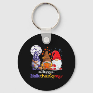 Halloween Thanksgiving Christmas Happy Hallothanks Keychain