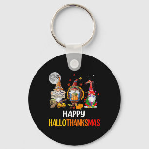 Halloween Thanksgiving Christmas Happy Hallothanks Keychain