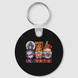 Halloween Thanksgiving Christmas Happy Hallothanks Keychain