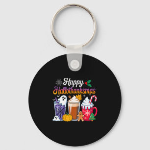 Halloween Thanksgiving Christmas Happy Hallothanks Keychain