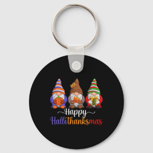 Halloween Thanksgiving Christmas Happy Hallothanks Keychain