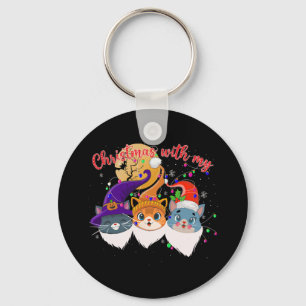 Halloween Thanksgiving Christmas Happy Hallothanks Keychain