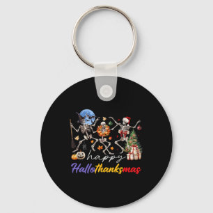 Halloween Thanksgiving Christmas Happy Hallothanks Keychain