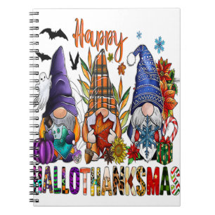 Halloween Thanksgiving Christmas Happy HalloThanks Notebook