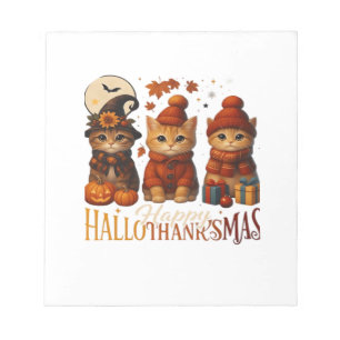 Halloween Thanksgiving Christmas Happy HalloThanks Notepad