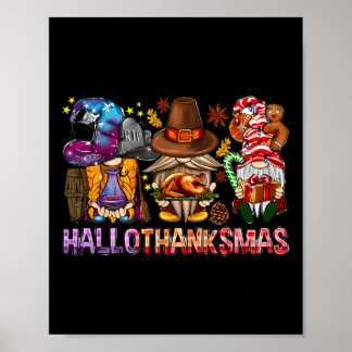 Halloween Thanksgiving Christmas Happy Hallothanks Poster