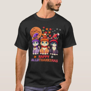 Halloween Thanksgiving Christmas Happy HalloThanks T-Shirt