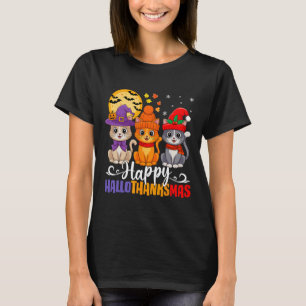 Halloween Thanksgiving Christmas Happy Hallothanks T-Shirt
