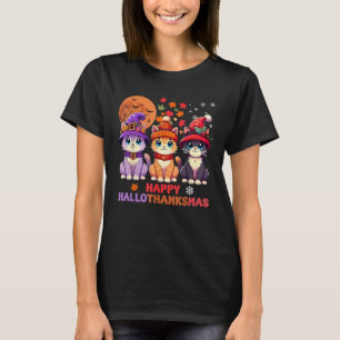 Halloween Thanksgiving Christmas Happy HalloThanks T-Shirt