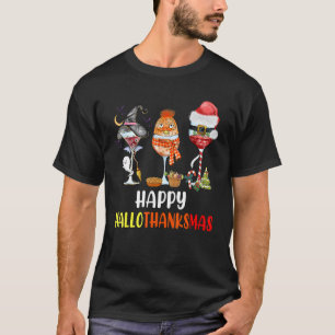 Halloween Thanksgiving Christmas Happy Hallothanks T-Shirt