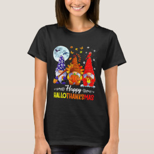 Halloween Thanksgiving Christmas Happy Hallothanks T-Shirt
